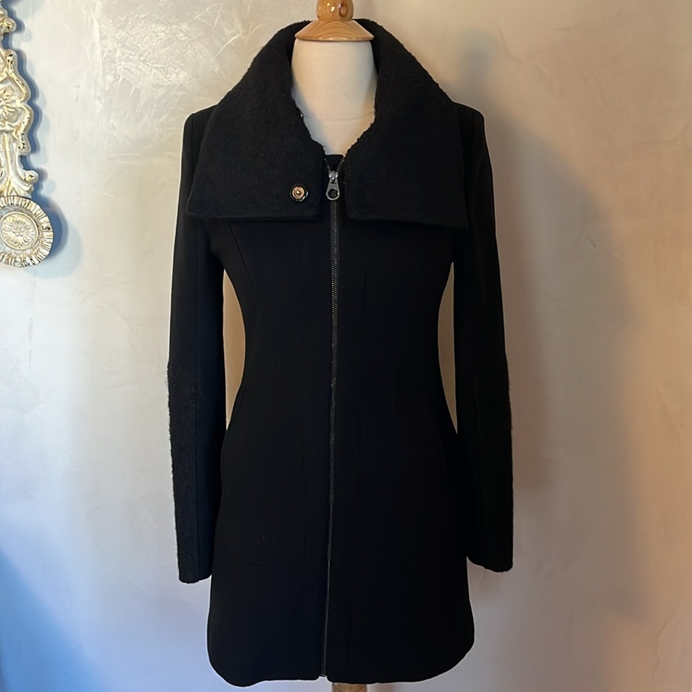 Laundry by Shelli Secal Black Wool Blend Coat w/oversized collar Size Small - Picture 9 of 15